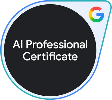 Google AI Professional Certificate course completion badge — verify on Coursera