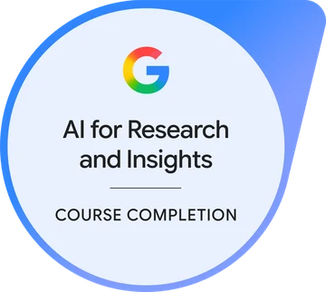 Google AI for Research and Insights course completion badge — verify on Coursera